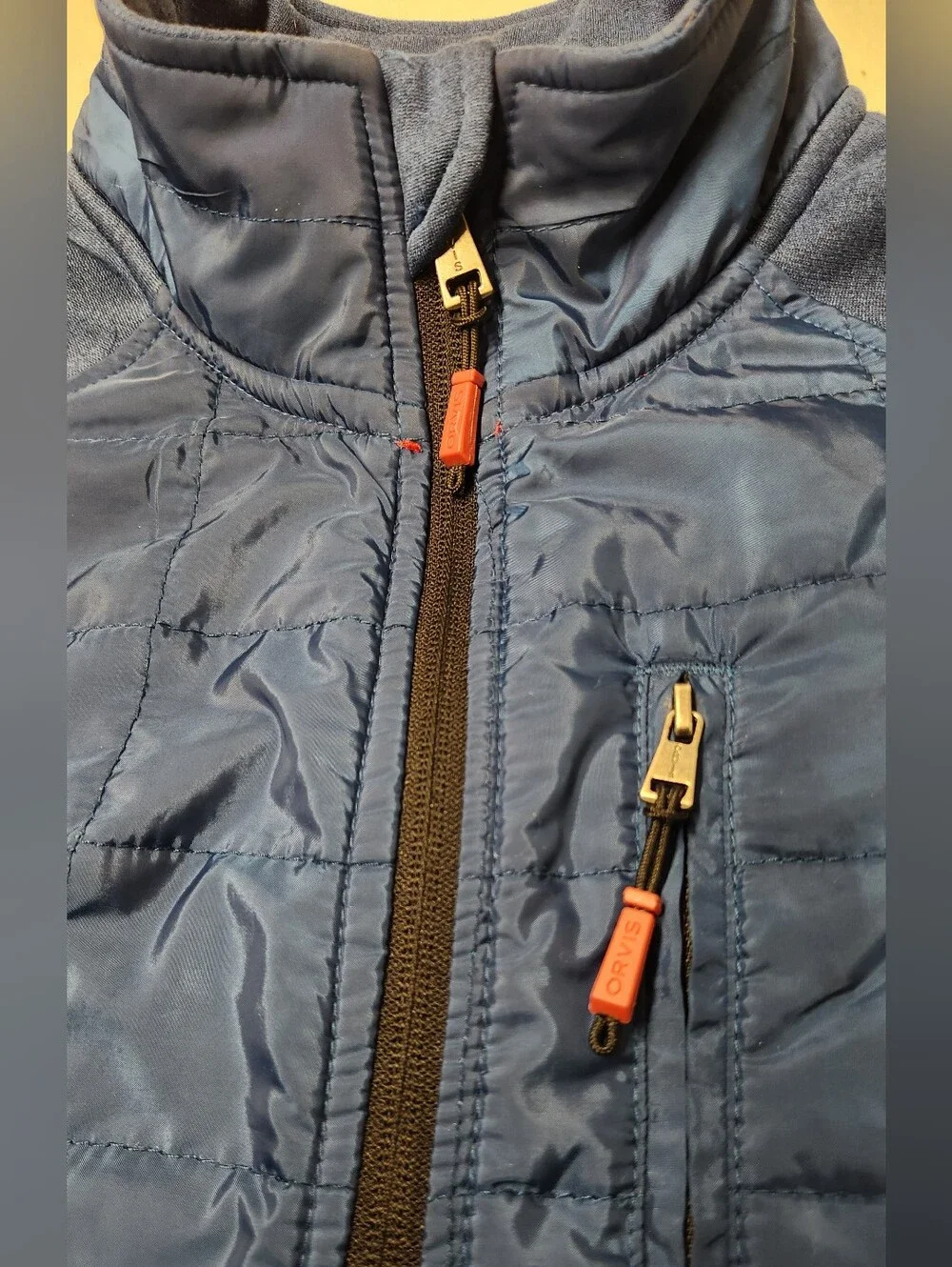 Orvis Men's M Blue Quilted Mixed Media Hybrid Jacket Trailhead Gorpcore Puffer